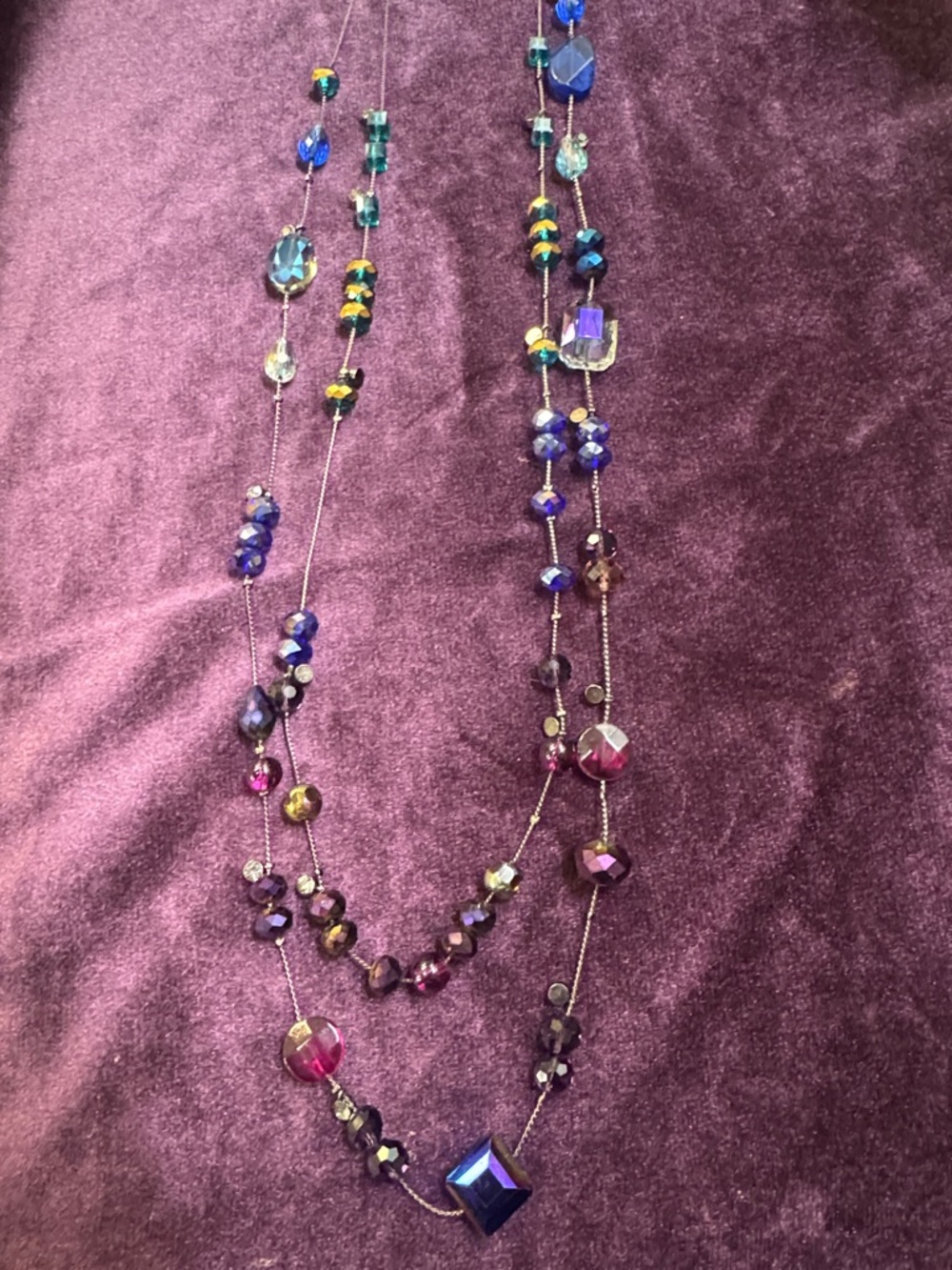 Multi-Color Faceted Glass Bead Long Necklace - Women's Jewelry